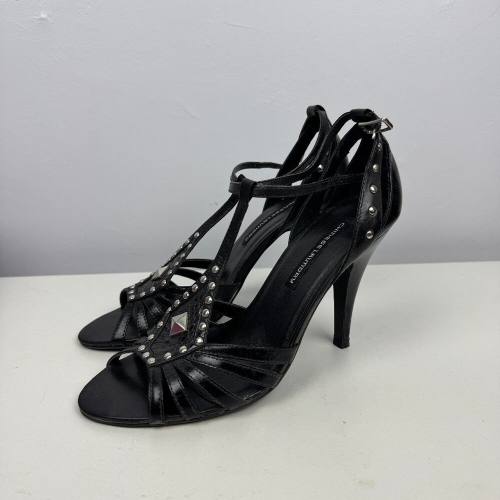 Chinese Laundry Black Studded Heels Size 8
